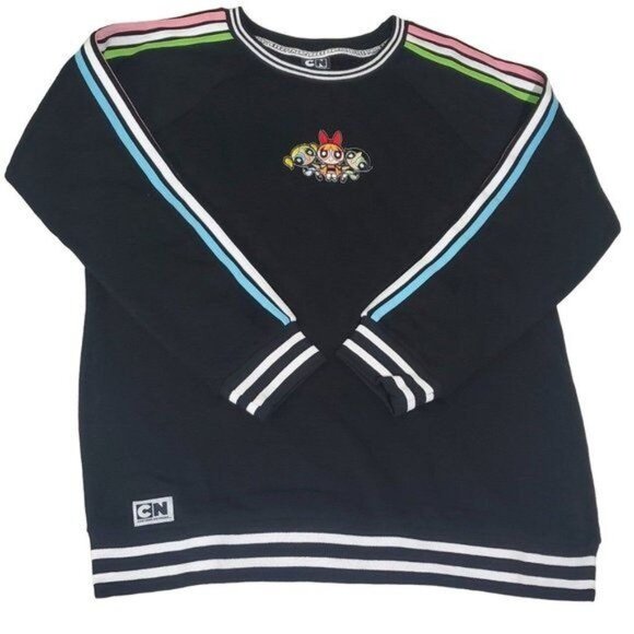 Powerpuff Girls Cartoon network womens sweatshirt Long Sleeve Black Size Large - Picture 1 of 12